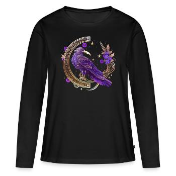 Corbeau mystique, Wicca, Morrigan, Celtique, Corbeau - T-shirt manches longues Premium bio Femme - noir - Devant - Julia (174cm)
