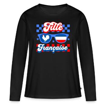 Fille Française Femme Fière D'Être Française - T-shirt manches longues Premium bio Femme - noir - Devant - Julia (174cm)
