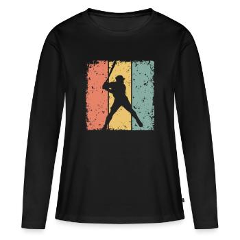 Baseball rétro - T-shirt manches longues Premium bio Femme - noir - Devant - Julia (174cm)