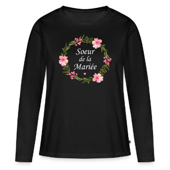 Soeur de la mariée - T-shirt manches longues Premium bio Femme - noir - Devant - Julia (174cm)