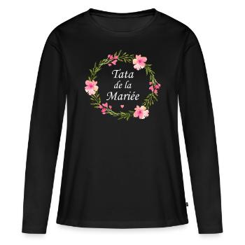 Tata de la mariée - T-shirt manches longues Premium bio Femme - noir - Devant - Julia (174cm)