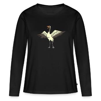 Grue Kawaii - T-shirt manches longues Premium bio Femme - noir - Devant - Julia (174cm)
