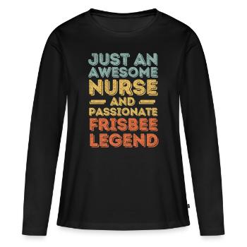 Nurse Frisbee legend retro - Women's Premium Organic Long Sleeve Shirt - black - Front - Julia (174cm)