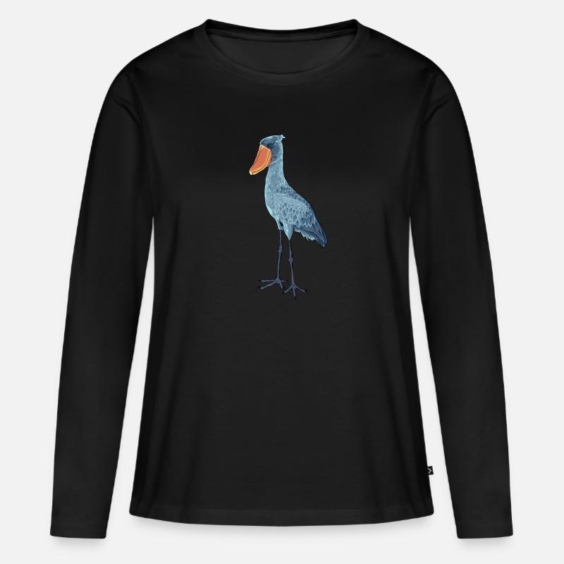 Zeichnung eines Schuhschnabel - Frauen Premium Bio Langarmshirt - Schwarz