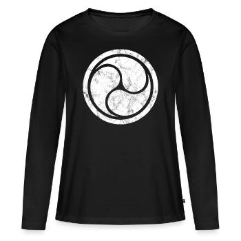 Triple Yin Yang, Tao, Bouddhisme Zen, Tibet, Japon - T-shirt manches longues Premium bio Femme - noir - Devant - Julia (174cm)