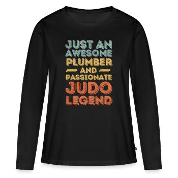 Plumber Judo legend retro - Women's Premium Organic Long Sleeve Shirt - black - Front - Julia (174cm)