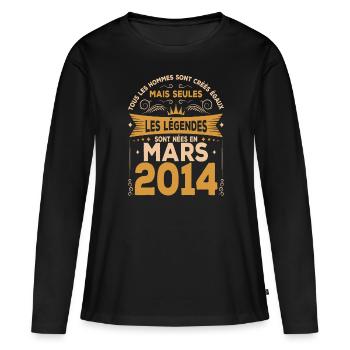 Mars 2014 | Mars 2014 anniversaire 2014 - T-shirt manches longues Premium bio Femme - noir - Devant - Julia (174cm)