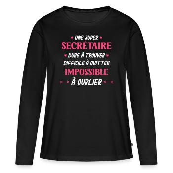 Super SECRÉTAIRE - T-shirt manches longues Premium bio Femme - noir - Devant - Julia (174cm)