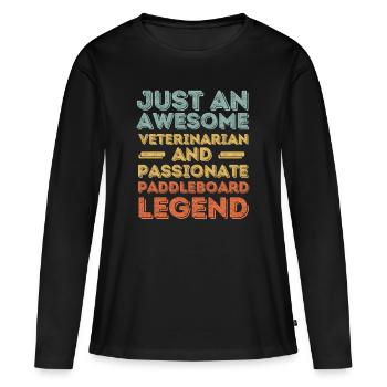 Tierarzt Paddleboard Legende retro - Frauen Premium Bio Langarmshirt - Schwarz - Vorne - Julia (174cm)