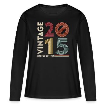 Old School 2015 - Frauen Premium Bio Langarmshirt - Schwarz - Vorne - Julia (174cm)