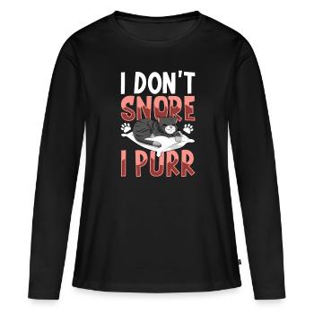 Je ne ronfle pas, je ronronne - T-shirt manches longues Premium bio Femme - noir - Devant - Julia (174cm)