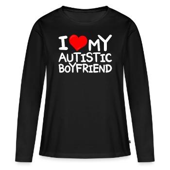 J'adore Copain Autiste J'aime Petit Ami Autiste - T-shirt manches longues Premium bio Femme - noir - Devant - Julia (174cm)