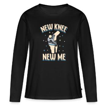 Neues Knie neues Ich - Knie Titan - Frauen Premium Bio Langarmshirt - Schwarz - Vorne - Julia (174cm)