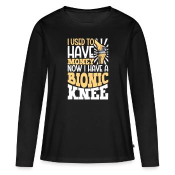 J’ai un genou en titane - T-shirt manches longues Premium bio Femme - noir - Devant - Julia (174cm)