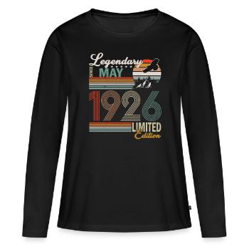 Sloth Birthday Mai 1926 Né en 1926 - T-shirt manches longues Premium bio Femme - noir - Devant - Julia (174cm)