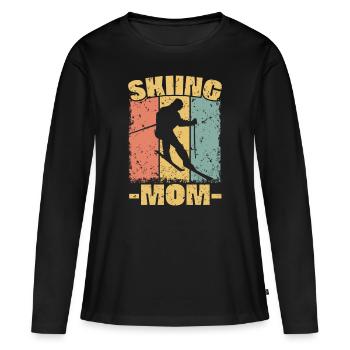 Skifahren Mama - Frauen Premium Bio Langarmshirt - Schwarz - Vorne - Julia (174cm)