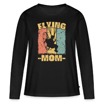 Maman paramoteur - T-shirt manches longues Premium bio Femme - noir - Devant - Julia (174cm)