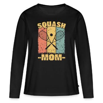 Maman de squash - T-shirt manches longues Premium bio Femme - noir - Devant - Julia (174cm)