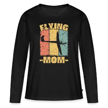 Gliding Mom - Women's Premium Organic Long Sleeve Shirt - black - Front - Julia (174cm)