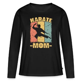 Karate-Mutter - Frauen Premium Bio Langarmshirt - Schwarz - Vorne - Julia (174cm)