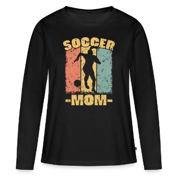 Maman de soccer - T-shirt manches longues Premium bio Femme - noir - Devant - Julia (174cm)