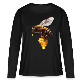 Abeille en nid d’abeille - T-shirt manches longues Premium bio Femme - noir - Devant - Julia (174cm)