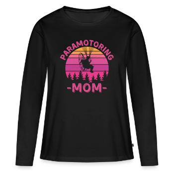 Maman paramoteur - T-shirt manches longues Premium bio Femme - noir - Devant - Julia (174cm)