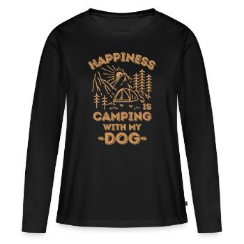 Camping mit Hund - Frauen Premium Bio Langarmshirt - Schwarz - Vorne - Julia (174cm)