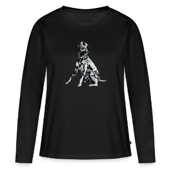 Dessin de chien - Dalmatien - T-shirt manches longues Premium bio Femme - noir - Devant - Julia (174cm)