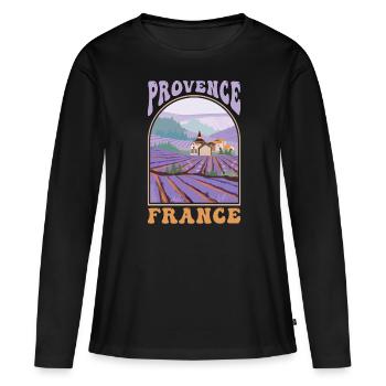 Provence France Souvenir - T-shirt manches longues Premium bio Femme - noir - Devant - Julia (174cm)