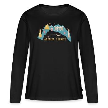 Antalya Turquie Souvenir - T-shirt manches longues Premium bio Femme - noir - Devant - Julia (174cm)