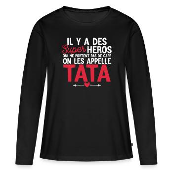 Héros Sans Cape : Les Tatas - T-shirt manches longues Premium bio Femme - noir - Devant - Julia (174cm)