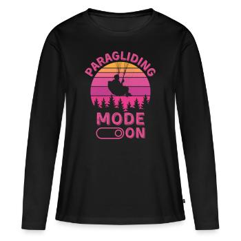 Gleitschirm-Modus ein - Frauen Premium Bio Langarmshirt - Schwarz - Vorne - Julia (174cm)
