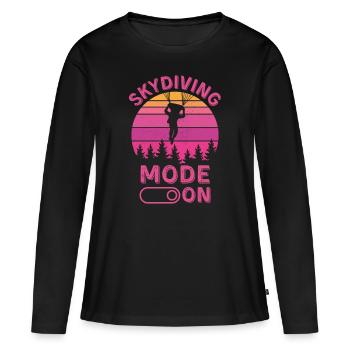 Fallschirmspringen-Modus ein - Frauen Premium Bio Langarmshirt - Schwarz - Vorne - Julia (174cm)