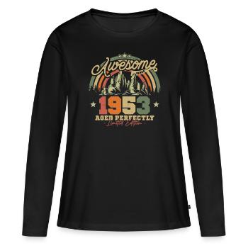 Cadeau d’anniversaire vintage et rétro 1953 - T-shirt manches longues Premium bio Femme - noir - Devant - Julia (174cm)