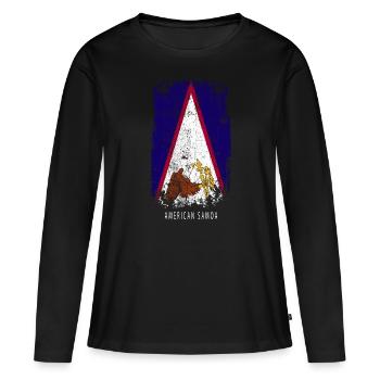 Souvenir with the country flag of American Samoa - Women's Premium Organic Long Sleeve Shirt - black - Front - Julia (174cm)
