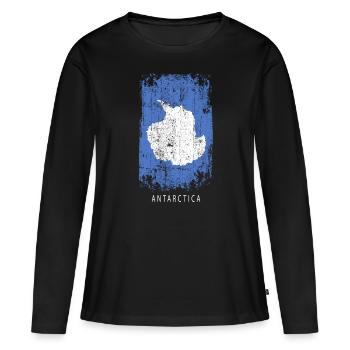 Souvenir avec le drapeau du pays de l’Antarctique - T-shirt manches longues Premium bio Femme - noir - Devant - Julia (174cm)