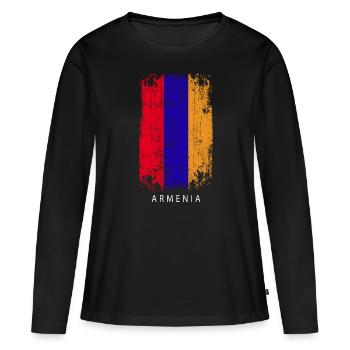 Souvenir avec le drapeau du pays de l’Arménie - T-shirt manches longues Premium bio Femme - noir - Devant - Julia (174cm)