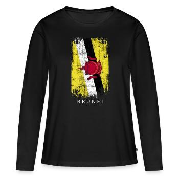 Souvenir avec le drapeau du pays de Brunei - T-shirt manches longues Premium bio Femme - noir - Devant - Julia (174cm)