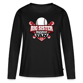 Big Sister Biggest Baseball Fan - Women's Premium Organic Long Sleeve Shirt - black - Front - Julia (174cm)