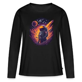 Fantaisie spatiale - T-shirt manches longues Premium bio Femme - noir - Devant - Julia (174cm)