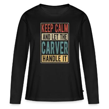 Schnitzer Retro Geschenk - Frauen Premium Bio Langarmshirt - Schwarz - Vorne - Julia (174cm)