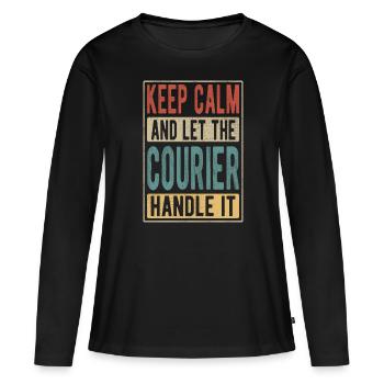 Courrier Cadeau Rétro - T-shirt manches longues Premium bio Femme - noir - Devant - Julia (174cm)