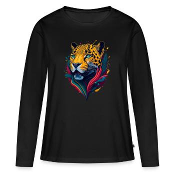 Joli jaguar abstrait - T-shirt manches longues Premium bio Femme - noir - Devant - Julia (174cm)