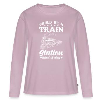 Train journey - Women's Premium Organic Long Sleeve Shirt - dusky pink - Front - Julia (174cm)