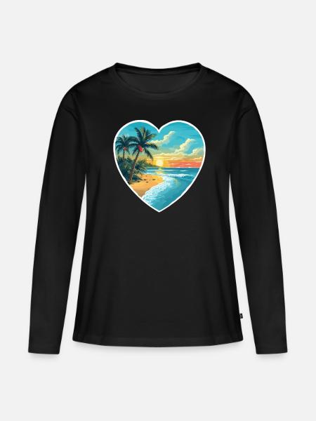 Strand Liebe - Frauen Premium Bio Langarmshirt - Schwarz