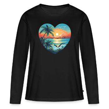Beach Love - Women's Premium Organic Long Sleeve Shirt - black - Front - Julia (174cm)