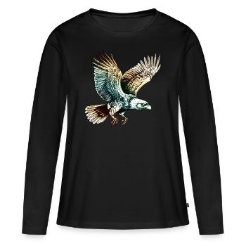 Aigle volant - T-shirt manches longues Premium bio Femme - noir - Devant - Julia (174cm)