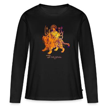 Dieu hindou - Durga - T-shirt manches longues Premium bio Femme - noir - Devant - Julia (174cm)