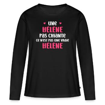 Hélène - T-shirt manches longues Premium bio Femme - noir - Devant - Julia (174cm)